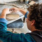 Daniel Boyle at work in his pottery 2019